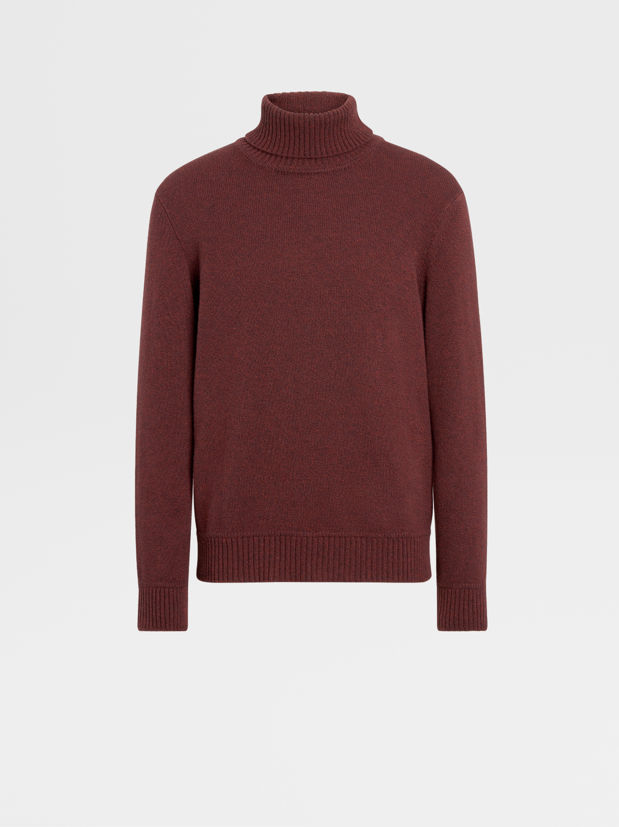 深酒红色配灰色 Oasi Cashmere 高领毛衣